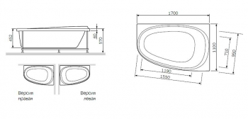 Ванна акриловая правосторонняя 170х110 см AM.PM Like W80A-170R110W-A. Фото