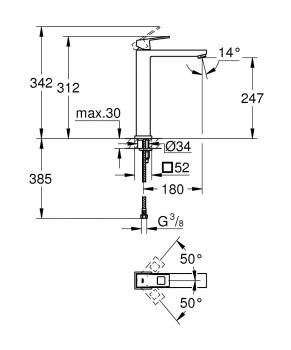 GROHE 23406000 Eurocube Смеситель однорычажный для раковины, свободностоящий. Фото