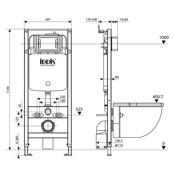 Инсталляция рамная для подвесного унитаза универсальная Profix IDDIS PRO0000i32. Фото