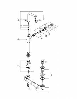 Смеситель для раковины GROHE Atrio 7° 32130001. Фото