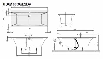 Ванна акриловая VILLEROY & BOCH Squaro Edge 12 UBQ180SQE2DV-01 Alpin. Фото