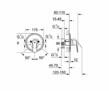 Смеситель для душа GROHE Eurosmart Cosmopolitan 32880000 (комплект). Фото