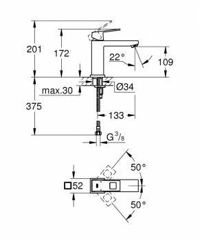 Смеситель для раковины GROHE Eurocube 23446000. Фото