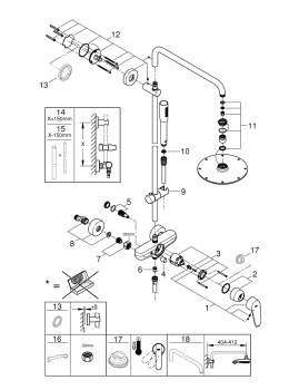 GROHE 23058003 Eurodisc Cosmopolitan 210 XXL Душевая система со смесителем для душа. Фото