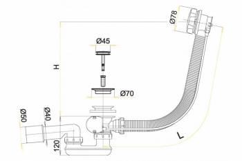 Слив-перелив ALCAPLAST A55K-100-RU-01 (100 см). Фото