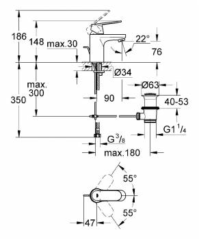 Смеситель для раковины Grohe Eurosmart Cosmopolitan 32825000. Фото