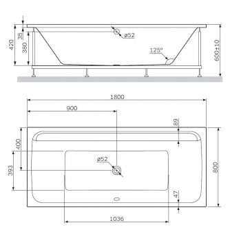 Каркас для ванны 180х80 см AM.PM Inspire 2.0 W52A-180-080W-R. Фото