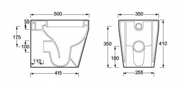 Чаша приставного унитаза BELBAGNO Alise P-trap BB540CB. Фото