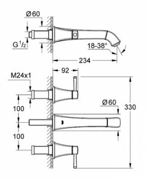 Смеситель для раковины GROHE Grandera 20415IG0 (внешняя часть). Фото