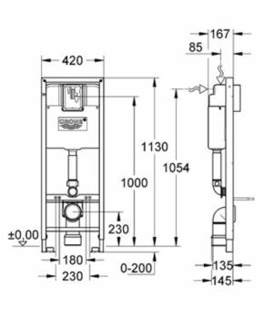 Инсталляция для подвесного унитаза для инвалидов GROHE Rapid SL 38675001. Фото