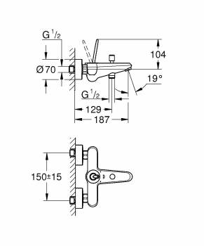 Смеситель для ванны GROHE Eurodisc Joystick 23431LS0. Фото