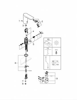 Смеситель для раковины GROHE 36451000 Bau Cosmopolitan E, хром. Фото