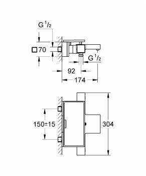 Термостатический смеситель для ванны GROHE Grohtherm Cube 34502000. Фото