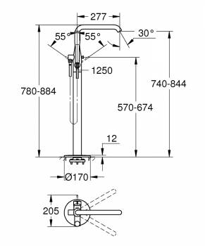 GROHE 23491BE1 Essence+ Смеситель для ванны, напольный монтаж. Фото