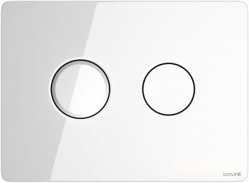 CERSANIT Кнопка: ACCENTO CIRCLE, пневматическая, стекло, белый глянцевый, Сорт1 BU-ACN-CIR-PN/Wh/Gl. Фото