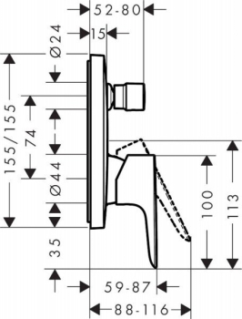 Смеситель для ванны с душем Hansgrohe Talis E 71745140. Фото