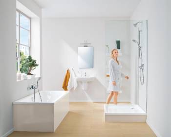 GROHE 32805000 BauCurve Смеситель однорычажный для раковины со сливным гарнитуром. Фото