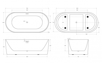 Ванна акриловая отдельностоящая матовая BELBAGNO BB411-1700-800-MATT. Фото