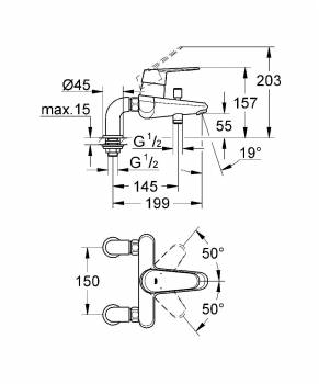 Смеситель для ванны GROHE Eurodisc Сosmopolitan 33392002. Фото