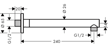 Душевой держатель 24 см Hansgrohe Vernis Blend 27809670 черный. Фото