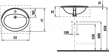 Раковина встраиваемая ROCA Adora 52x41 327204000. Фото