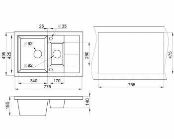 Мойка кухонная GRANULA GR-7802 пирит. Фото
