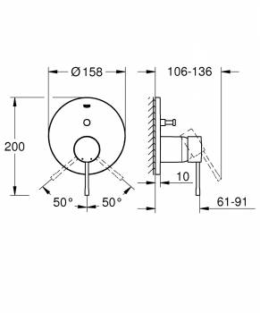 Смеситель для ванны GROHE 24058A01 Essence, темный гарфит, глянец. Фото