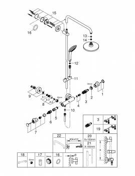 GROHE 26418000 Euphoria 180 E Душевая система с термостатом для душа без верхнего и ручного душей, эргономичные рукоятки. Фото