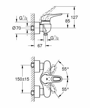 Смеситель для душа GROHE Eurostyle New 33590003. Фото