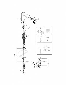 Смеситель для раковины GROHE 36452000 Bau Cosmopolitan E, хром. Фото