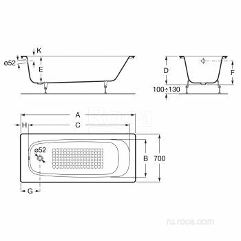 Ванна ROCA Continental 100x70 211507001. Фото
