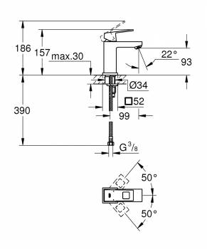 Смеситель для раковины GROHE Eurocube 2313200E. Фото