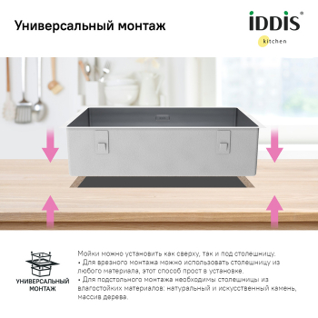 Мойка нерж. сталь универсального монтажа графит 740*440  Edifice IDDIS EDI74G0i77. Фото