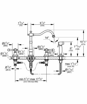 GROHE 20130ZB0 Bridgeford смеситель на 3 отверстия с вы. Фото