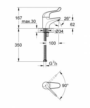 Смеситель для раковины GROHE Euroeco Special 32789000. Фото