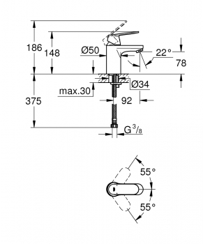 Смеситель для раковины Grohe Eurosmart Cosmopolitan 32824000. Фото