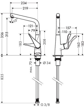 Смеситель для кухни Hansgrohe Metris сталь 14822800. Фото