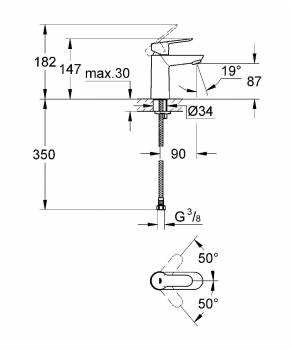 Смеситель для раковины GROHE BauEdge 23330000. Фото