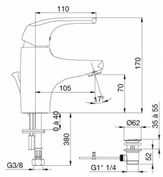Смеситель для раковины Jacob Delafon Nateo E72250-СР. Фото