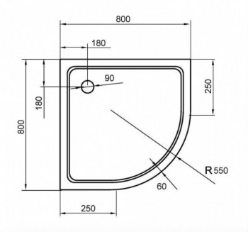 Душевой поддон акриловый CEZARES TRAY-A-R-80-550-15-W. Фото