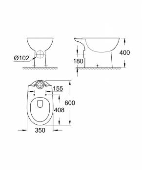 Унитаз приставной GROHE Bau Ceramic 39428000. Фото