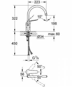 Смеситель для мойки GROHE Euroeco Special 32786000. Фото