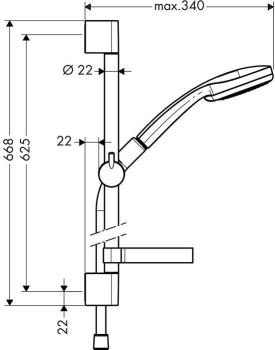 Душевой гарнитур Hansgrohe Croma 100 Vario/Unica’C 65cm 27772000. Фото