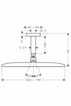 Верхний душ HANSGROHE Raindance Е Air 1jet 360 27381000. Фото