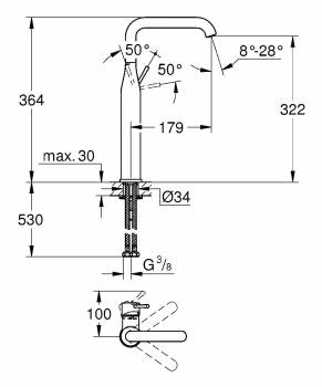 Смеситель для раковины GROHE Essence New 32901001. Фото