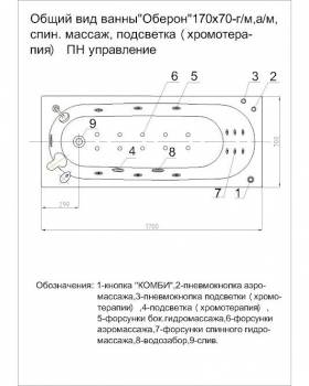 Ванна АКВАТЕК Оберон 170х70 с гидромассажем. Фото