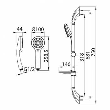 Душевой гарнитур MILARDO 1705F75M16. Фото