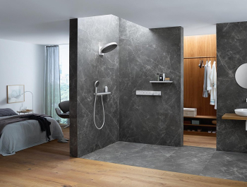 Полка Hansgrohe Rainfinity Shelf 500 26844700, хром для ванной комнаты. Фото