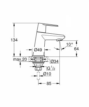 GROHE 23051002 Eurodisc Cosmopolitan Вертикальный вентиль. Фото