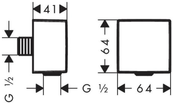 Шланговое подсоединение с клапаном обратного тока Hansgrohe Fixfit Square 26455990. Фото